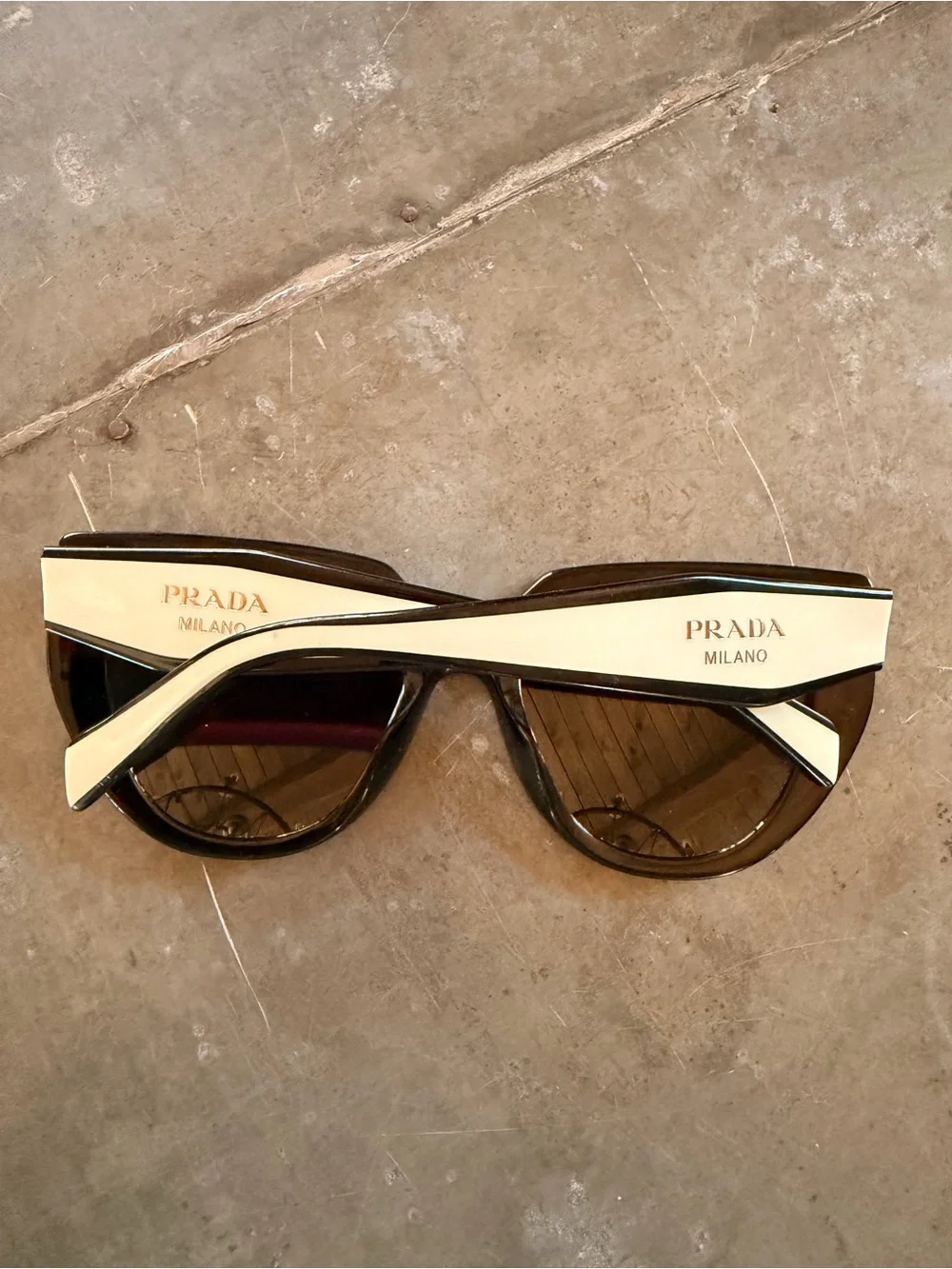 Prada Black Cat-Eye Sunglasses with Silver Temples